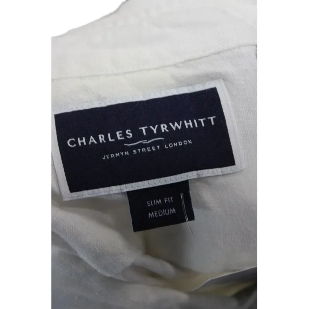Charles Tyrwhitt Mens Collared Button Down Long Sleeve White Size Medium